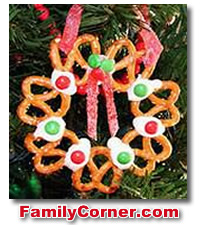 Chocolate Christmas Ornament Pretzel Wreaths